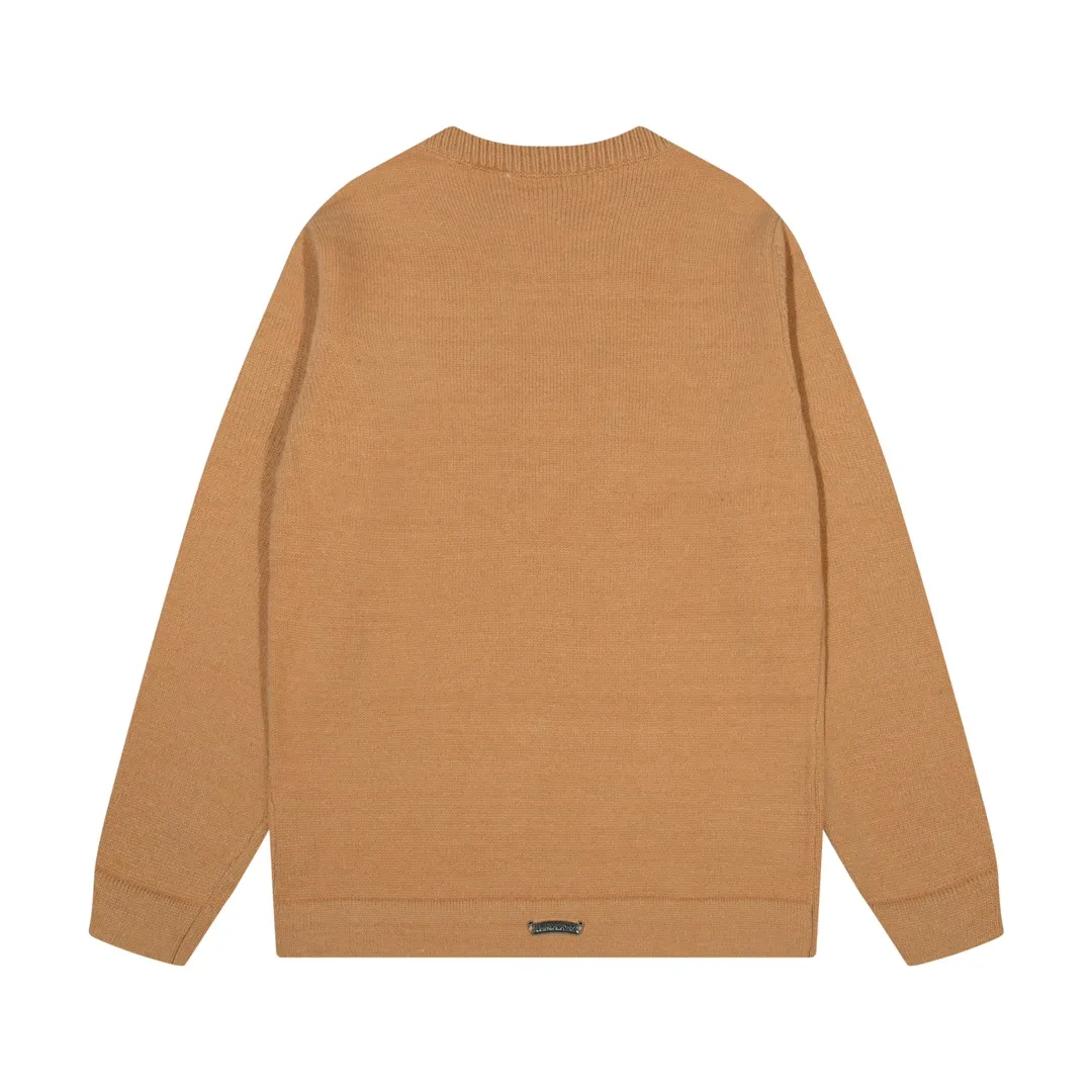 P320 Chrome Hearts Chrome Hearts Cross Leather Hardware Embroidered Crew Neck Sweater Color: Red Brown Black Size: S M L XL XXL
